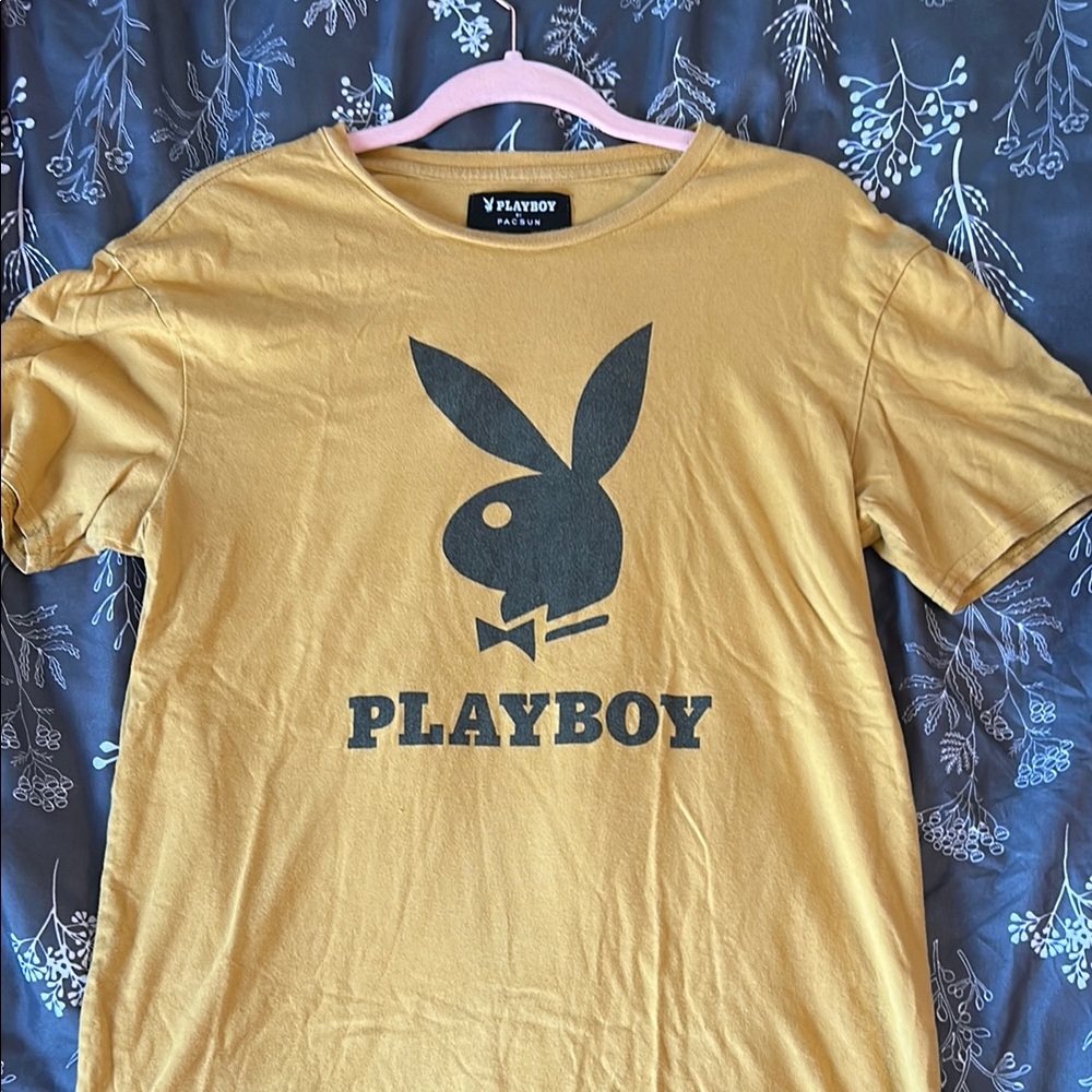 PLAYBOY Yellow Short Sleeve Tee Iconic Design